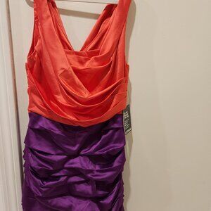Express Orange and Purple Satin Cocktail Dress